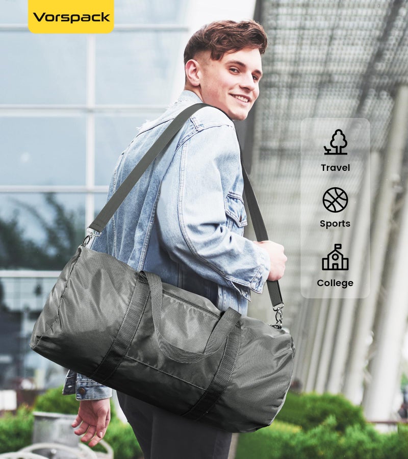 Vorspack Duffel Bag 24 Inches Foldable Lightweight Gym Bag with Inner Pocket for Travel Sports - Grey - Image 5